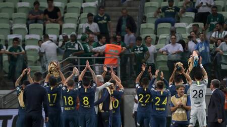 Festejo de Boca tras el empate ante Palmeiras por Copa Libertadores (Reuters)