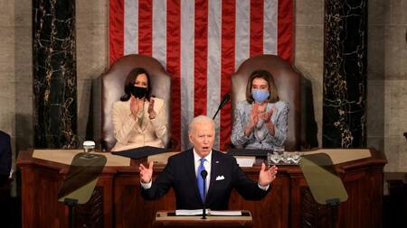 Joe Biden en su discurso de los 100 días en el Capitolio, Reuters