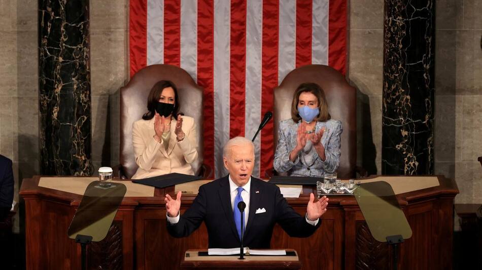 Joe Biden en su discurso de los 100 días en el Capitolio, Reuters