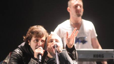 Ciro Martínez y Micky Rodríguez en la última presentación de Los Piojos en 2009. Foto: NA.