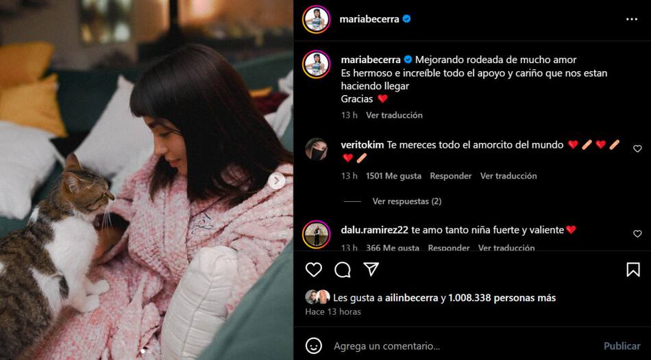 El posteo de María Becerra. Foto: Instagram.