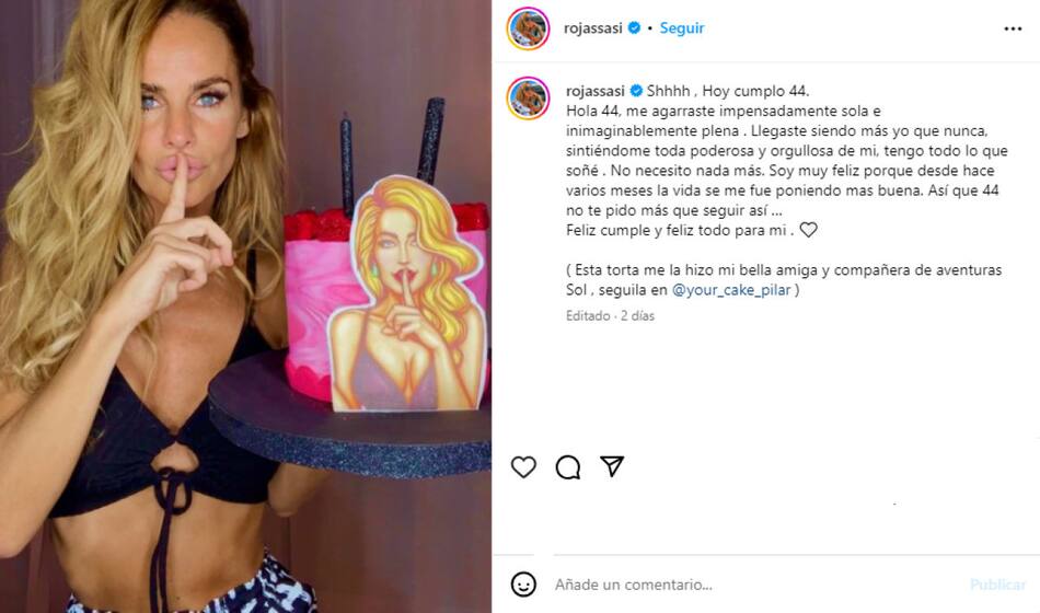 La publicación de Sabrina Rojas por su cumpleaños. Foto Instagram.