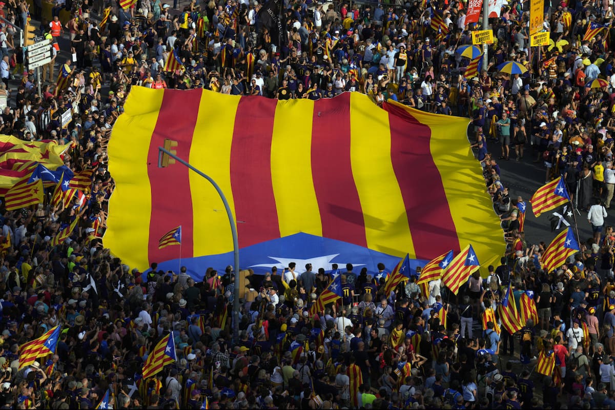 Manifestación independentista por la Diada del 11 de septiembre. Foto: EFE