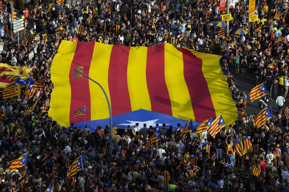 Manifestación independentista por la Diada del 11 de septiembre. Foto: EFE