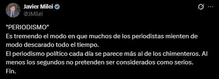 El mensaje de Javier Milei.