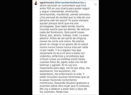 Tuits de Carolina Aguirre, feminismo, Jimena Barón, Twitter