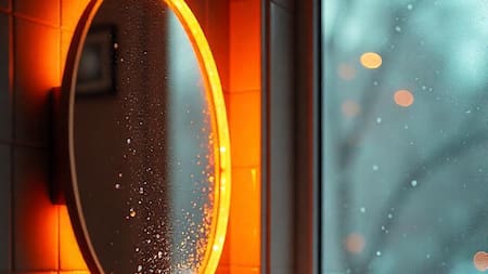 Espejo de baño empañado.