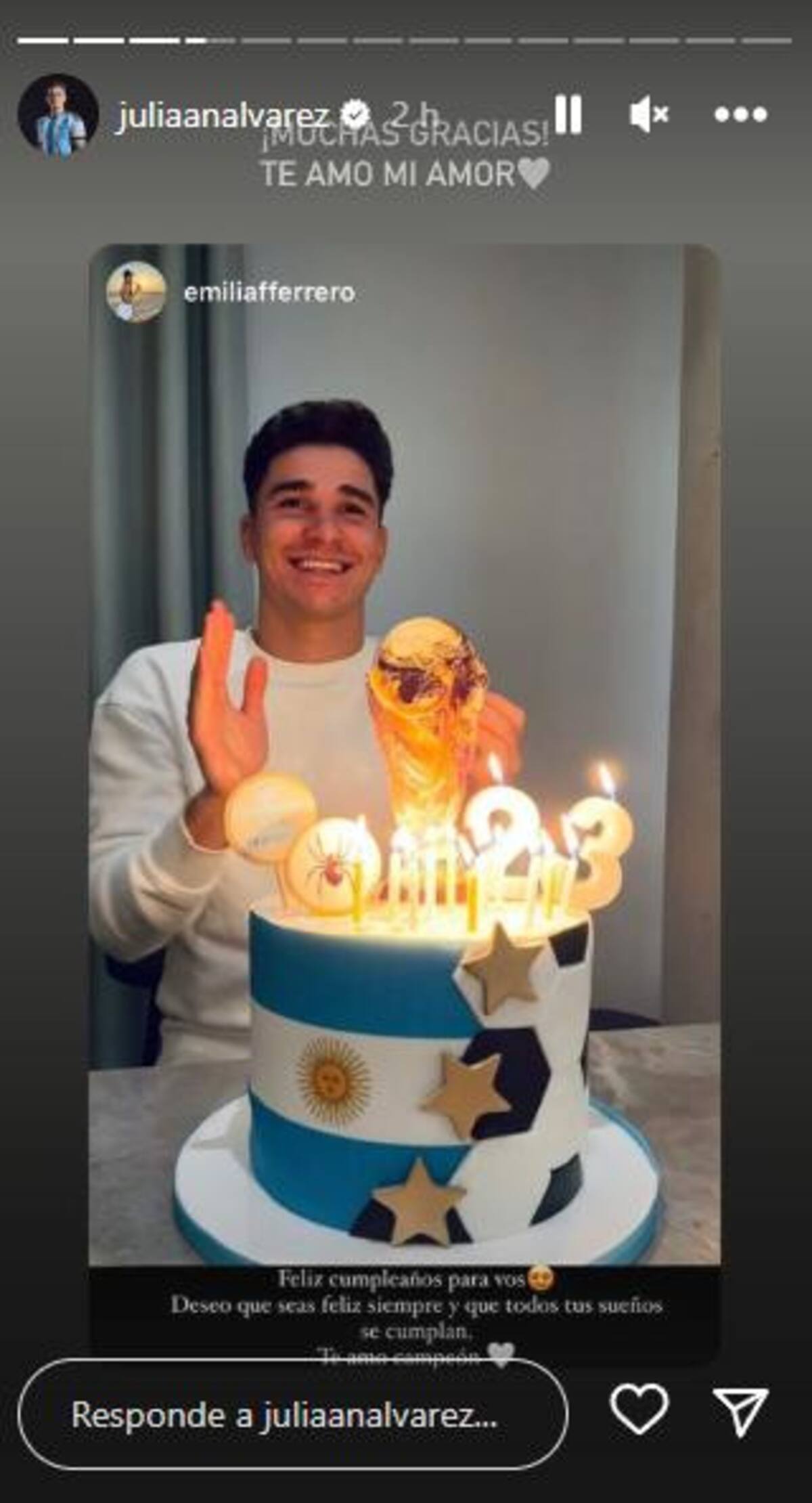 Festejos de Julián Álvarez. Foto: historia de Instagram