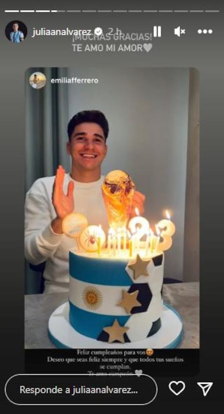 Festejos de Julián Álvarez. Foto: historia de Instagram
