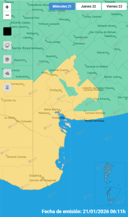 Las localidades de Buenos Aires afectadas por la alerta por tormentas.