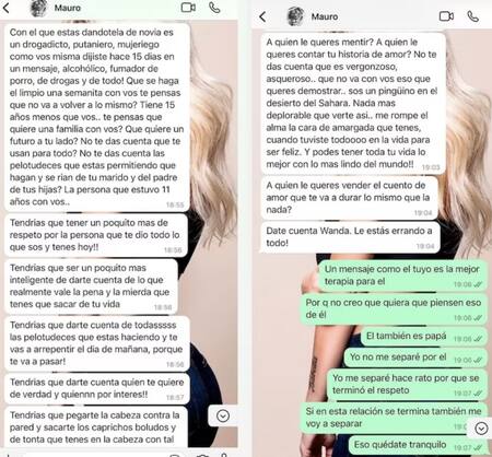 Los chats entre Wanda Nara y Mauro Icardi. Foto captura Instagram