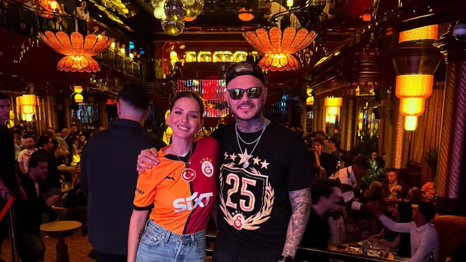 Mauro Icardi en los festejos del Galatasaray junto a la China Suárez. Foto: Instagram mauroicardi.
