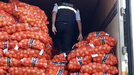 Operativo por exportación de cebollas. Foto: Aduana.