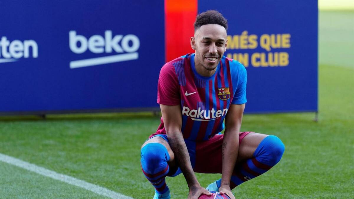 Aubameyang presentado en el FC Barcelona. EFE.