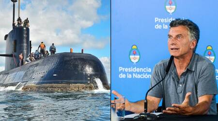 Ara San Juan y Mauricio Macri - NA