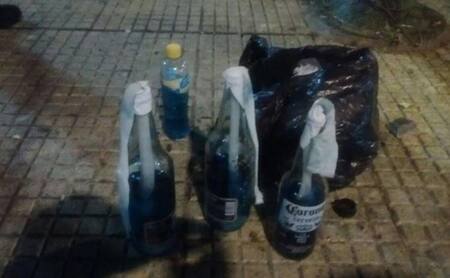Bombas molotov incautadas a detenidos tras marcha por reforma previsional