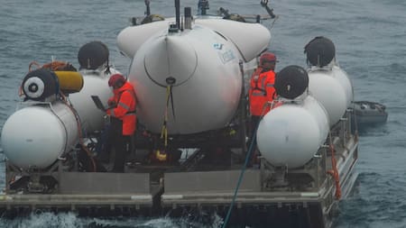 El submarino que desapareció mientras hacía una excursión a los restos del Titanic. Foto: Twitter @OceanGateExped.