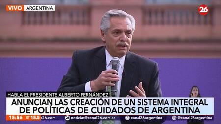Alberto Fernández, presidente de Argentina, anuncios, foto captura Canal 26