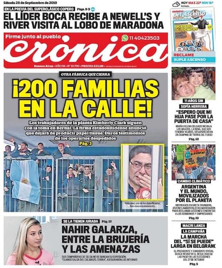Tapas de Diarios - Crónica- Sábado 28-9-19
