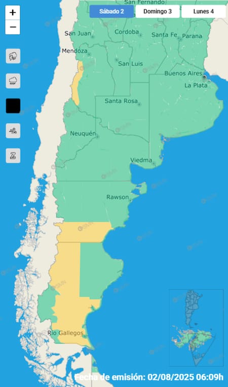 Alerta por nieve en tres provincias de Argentina.