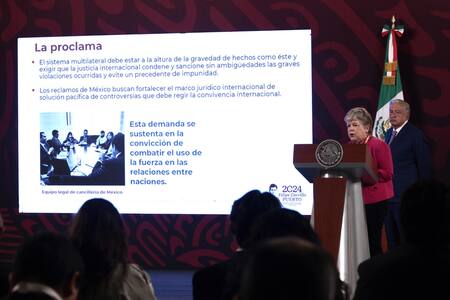 La presentación de México ante la CIJ. Foto: EFE
