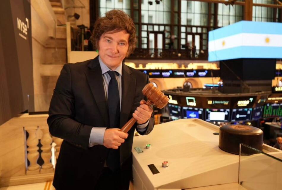 Javier Milei en su visita a la Bolsa de Valores de los EE.UU. Foto: X/Oficina del Presidente.
