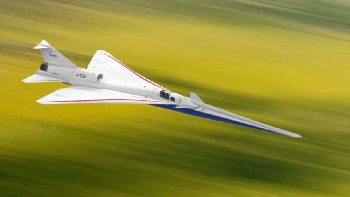 El X-59 QueSST realizará su primer vuelo experimental en junio 2026 con el objetivo de demostrar que es posible superar la velocidad del sonido sin generar un fuerte estallido sónico.