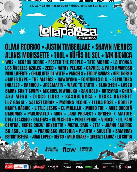 El line up del Lollapalooza 2025.