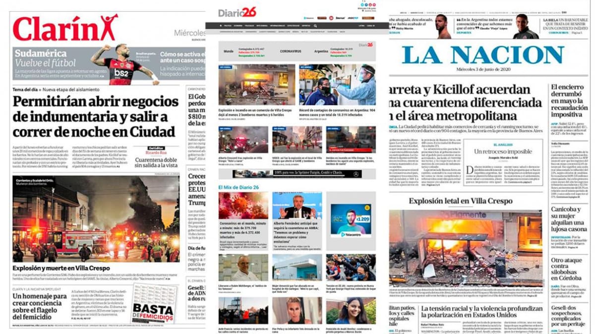 Tapas de diarios de Argentina 3-6-20
