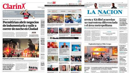 Tapas de diarios de Argentina 3-6-20