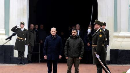 Olaf Scholz y Volodímir Zelenski. Foto: Reuters.