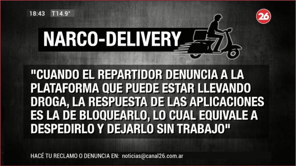 Narco delivery en tiempos de cuarentena, Canal 26