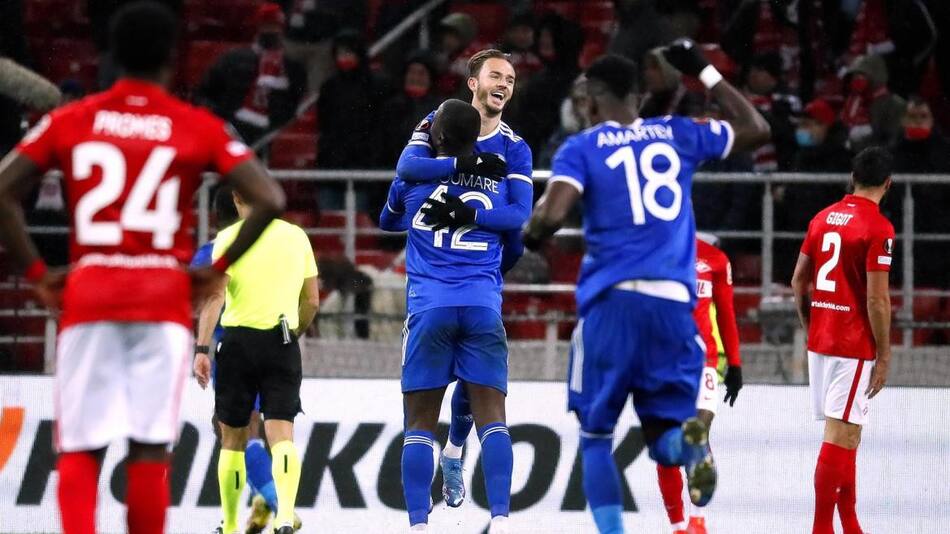 Festejo del Leicester ante el Spartak Moscu, AGENCIA EFE