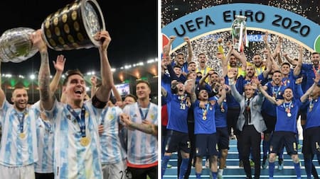 Argentina e Italia, los últimos campeones de la Copa América y Eurocopa. Foto: NA