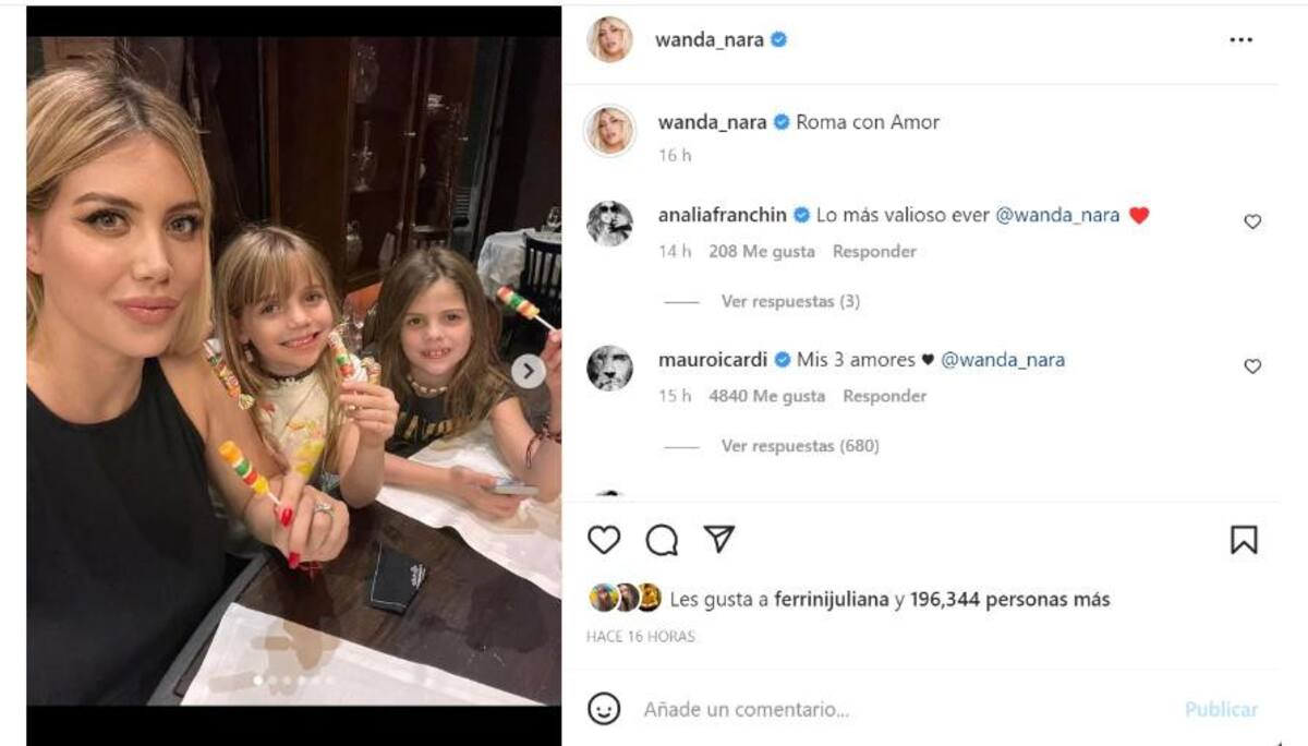 Posteo de Wanda y el comentario de Mauro Icardi. Foto: Instagram @wanda_nara