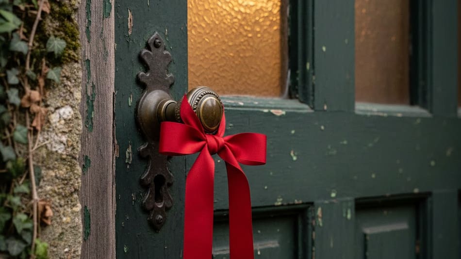 Para qué sirve atar una cinta roja al picaporte de la puerta.