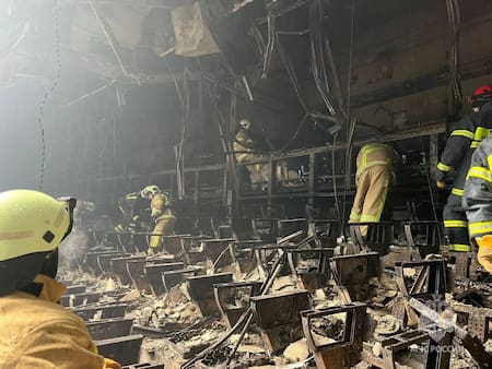 Así quedó la sala donde se produjo el atentado en Moscú. Foto: Reuters.