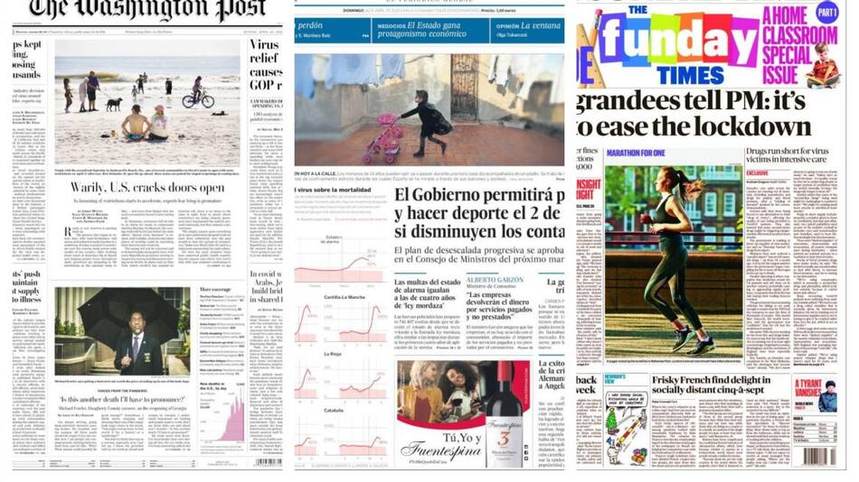 Tapas de diarios, domingo 26 de abril de 2020
