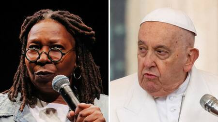 Whoopi Goldberg y el Papa Francisco. Foto: Reuters.
