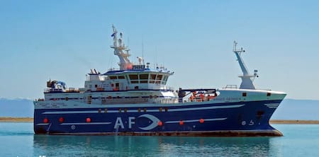 Barco pesquero Argos Georgia, que naufragó cerca de las Islas Malvinas. Foto EFE.