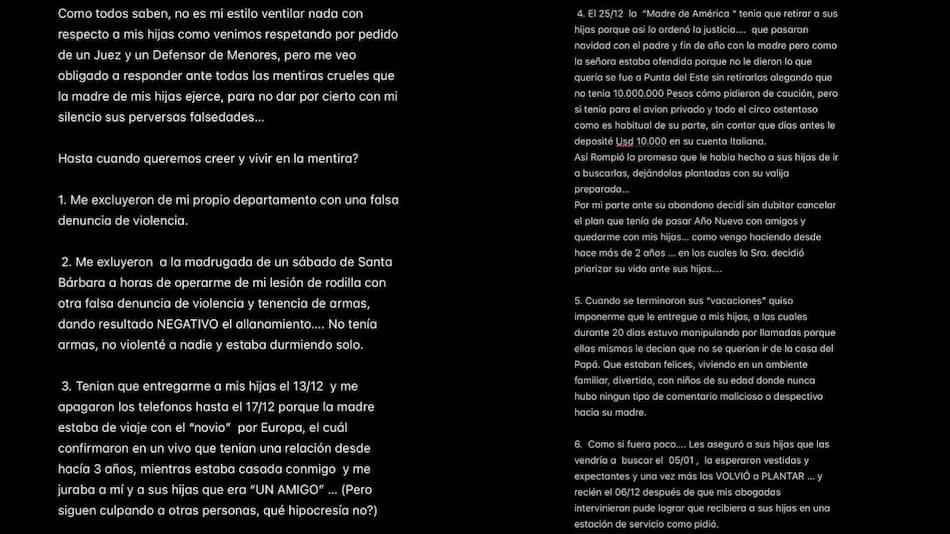 El comunicado de Mauro Icardi contra Wanda Nara. Foto: Instagram.