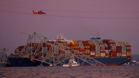 Puente destruido en Baltimore. Foto: Reuters.