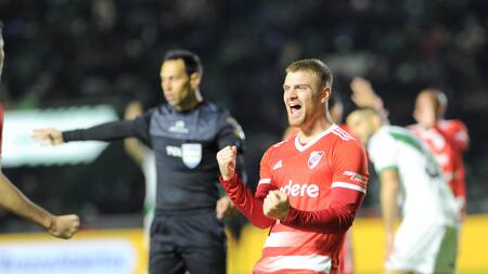 Doblete de Lucas Beltrán. Foto: Télam