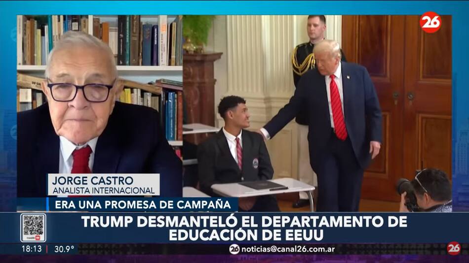 Jorge Castro en Canal 26. Foto: captura YouTube