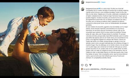 Benjamín Vicuña recordó la muerte de su hija Blanca. Foto: Instagram.