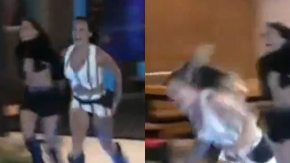 Agostina se cayó luego de correr para abrazar a Catalina. Foto: captura.