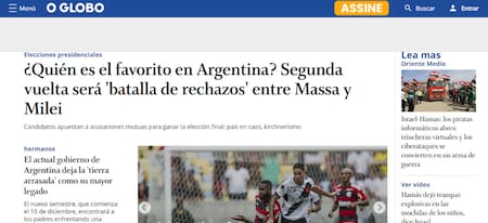"O Globo" de Brasil. Foto: Captura de pantalla.