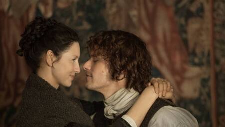 Claire y Jamie, Outlander. Foto Instagram @outlander_starz Todos los libros de Outlander