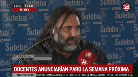 Roberto Baradel, conflicto docente, Canal 26