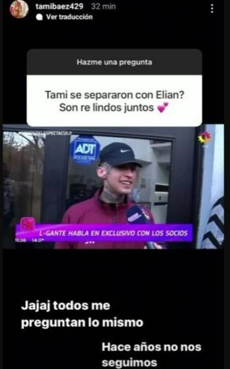 Tamara Báez responde. Foto: Captura pantalla Instagram/@tamibaez429